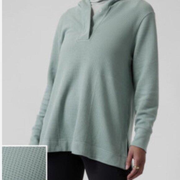 Athleta Tops - Athleta Women's Coaster Luxe Waffle Hoodie Minimalistic Blue Pullover Size M